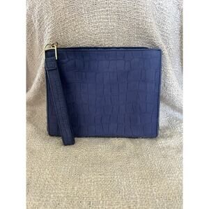 Talbots Blue Crocodile Embossed Clutch Wristlet